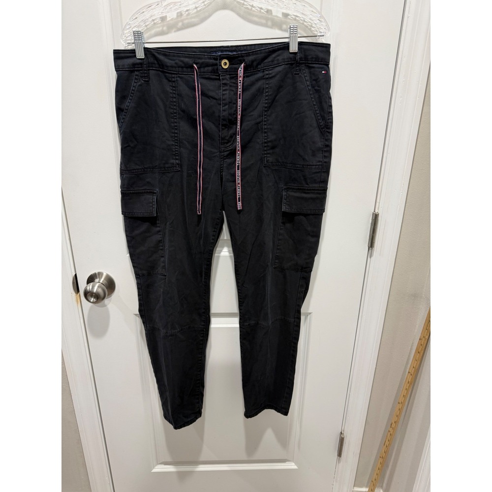 Tommy Hilfiger Women Cargo Pants Drawstring Black Size 14